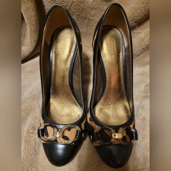 Vintage Coach pumps leopard print heels size 6.5 B - Picture 3 of 7